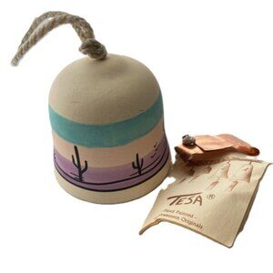 TESA Southwestern Vintage Hand-Painted Ceramic Bell Wind chime 3.5 x 4 inches